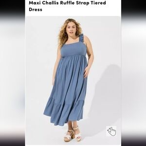 Blue Maxi Challis Ruffle Sleeve Tiered Dress- Copy Listing
